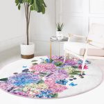 - RealHomes Dijital Baskılı Kaymaz Tabanlı Comfort Yuvarlak Halı - Realhomes  Lila Renk Salkım Zambak Desenli Dijital Baskılı Pembe Salon ve Oturma Odası Yıkanabilir Kaymaz Tabanlı Yuvarlak Halı Realhomes