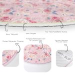 - RealHomes Dijital Baskılı Kaymaz Tabanlı Comfort Yuvarlak Halı - Realhomes  Pudra Temalı Kanaviçe Dijital Baskılı Pembe Salon ve Oturma Odası Yıkanabilir Kaymaz Tabanlı Yuvarlak Halı Realhomes