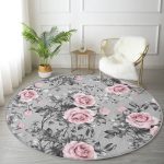 - RealHomes Dijital Baskılı Kaymaz Tabanlı Comfort Yuvarlak Halı - Realhomes Füme Temalı Kanaviçe Çiçek Motifli Dijital Baskılı Gri Mutfak Yıkanabilir Kaymaz Tabanlı Yuvarlak Halı Realhomes