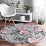 - RealHomes Dijital Baskılı Kaymaz Tabanlı Comfort Yuvarlak Halı - Realhomes Füme Temalı Kanaviçe Çiçek Motifli Dijital Baskılı Gri Mutfak Yıkanabilir Kaymaz Tabanlı Yuvarlak Halı Realhomes