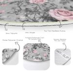 - RealHomes Dijital Baskılı Kaymaz Tabanlı Comfort Yuvarlak Halı - Realhomes Füme Temalı Kanaviçe Çiçek Motifli Dijital Baskılı Gri Mutfak Yıkanabilir Kaymaz Tabanlı Yuvarlak Halı Realhomes