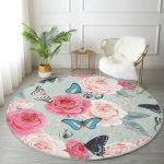- RealHomes Dijital Baskılı Kaymaz Tabanlı Comfort Yuvarlak Halı - Realhomes  Realhomes Lekeli Kelebekler Çizimli Pembe Yatak Odası Yıkanabilir Kaymaz Tabanlı Yuvarlak Kadife Halı Realhomes