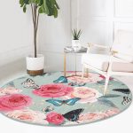 - RealHomes Dijital Baskılı Kaymaz Tabanlı Comfort Yuvarlak Halı - Realhomes  Realhomes Lekeli Kelebekler Çizimli Pembe Yatak Odası Yıkanabilir Kaymaz Tabanlı Yuvarlak Kadife Halı Realhomes