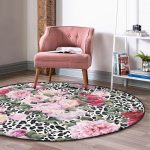 - RealHomes Dijital Baskılı Kaymaz Tabanlı Comfort Yuvarlak Halı - Realhomes Leopar Temalı Kanaviçe Desenli Dijital Baskılı Pembe Salon ve Oturma Odası Yıkanabilir Kaymaz Tabanlı Yuvarlak Halı Realhomes