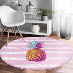- RealHomes Dijital Baskılı Kaymaz Tabanlı Comfort Yuvarlak Halı - Realhomes  Realhomes Canlı Renkli Ananas Motifli Dijital Baskılı Pembe Mutfak Yıkanabilir Kaymaz Tabanlı Yuvarlak Halı Realhomes
