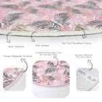 - RealHomes Dijital Baskılı Kaymaz Tabanlı Comfort Yuvarlak Halı - Realhomes  Palmiye Esintisi Temalı Dijital Baskılı Pembe Salon ve Oturma Odası Yıkanabilir Kaymaz Tabanlı Yuvarlak Halı Realhomes