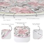 - RealHomes Dijital Baskılı Kaymaz Tabanlı Comfort Yuvarlak Halı - Realhomes  Gri Çizgi Desenli Kanaviçe Çiçek Motifli Pembe Salon ve Oturma Odası Yıkanabilir Kaymaz Tabanlı Yuvarlak Halı Realhomes