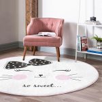 - RealHomes Dijital Baskılı Kaymaz Tabanlı Comfort Yuvarlak Halı - Realhomes  Realhomes So Sweet Motifli Çizimi Krem Çocuk ve Genç Odası Yıkanabilir Kaymaz Tabanlı Yuvarlak Kadife Halı Realhomes