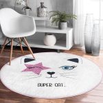- RealHomes Dijital Baskılı Kaymaz Tabanlı Comfort Yuvarlak Halı - Realhomes  Süper Cat Motifli Modern Dijital Baskılı Krem Çocuk ve Genç Odası Yıkanabilir Kaymaz Tabanlı Yuvarlak Halı Realhomes
