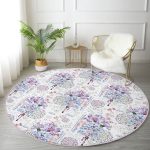 - RealHomes Dijital Baskılı Kaymaz Tabanlı Comfort Yuvarlak Halı - Realhomes  Mavi-Mor Renk İşleyen Çarklar Motifli Lacivert Salon ve Oturma Odası Yıkanabilir Kaymaz Tabanlı Yuvarlak Halı Realhomes