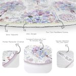 - RealHomes Dijital Baskılı Kaymaz Tabanlı Comfort Yuvarlak Halı - Realhomes  Mavi-Mor Renk İşleyen Çarklar Motifli Lacivert Salon ve Oturma Odası Yıkanabilir Kaymaz Tabanlı Yuvarlak Halı Realhomes