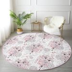 - RealHomes Dijital Baskılı Kaymaz Tabanlı Comfort Yuvarlak Halı - Realhomes  Pudra Renk İşleyen Çarklar Motifli Pembe Salon ve Oturma Odası Yıkanabilir Kaymaz Tabanlı Yuvarlak Halı Realhomes