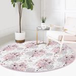 - RealHomes Dijital Baskılı Kaymaz Tabanlı Comfort Yuvarlak Halı - Realhomes  Pudra Renk İşleyen Çarklar Motifli Pembe Salon ve Oturma Odası Yıkanabilir Kaymaz Tabanlı Yuvarlak Halı Realhomes