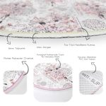 - RealHomes Dijital Baskılı Kaymaz Tabanlı Comfort Yuvarlak Halı - Realhomes  Pudra Renk İşleyen Çarklar Motifli Pembe Salon ve Oturma Odası Yıkanabilir Kaymaz Tabanlı Yuvarlak Halı Realhomes