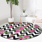 - RealHomes Dijital Baskılı Kaymaz Tabanlı Comfort Yuvarlak Halı - Realhomes  Zikzak Zebra Temalı Gül Motifli Modern Pembe Koridor ve Antre Yıkanabilir Kaymaz Tabanlı Yuvarlak Halı Realhomes