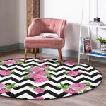 - RealHomes Dijital Baskılı Kaymaz Tabanlı Comfort Yuvarlak Halı - Realhomes  Zikzak Zebra Temalı Gül Motifli Modern Pembe Koridor ve Antre Yıkanabilir Kaymaz Tabanlı Yuvarlak Halı Realhomes