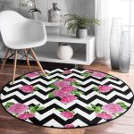 - RealHomes Dijital Baskılı Kaymaz Tabanlı Comfort Yuvarlak Halı - Realhomes  Zikzak Zebra Temalı Gül Motifli Modern Pembe Koridor ve Antre Yıkanabilir Kaymaz Tabanlı Yuvarlak Halı Realhomes