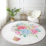 - RealHomes Dijital Baskılı Kaymaz Tabanlı Comfort Yuvarlak Halı - Realhomes  Kurdele Motifli Karma Çiçek Dijital Baskılı Renkli Çocuk ve Genç Odası Yıkanabilir Kaymaz Tabanlı Yuvarlak Halı Realhomes
