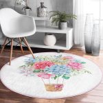 - RealHomes Dijital Baskılı Kaymaz Tabanlı Comfort Yuvarlak Halı - Realhomes  Kurdele Motifli Karma Çiçek Dijital Baskılı Renkli Çocuk ve Genç Odası Yıkanabilir Kaymaz Tabanlı Yuvarlak Halı Realhomes