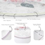 Realhomes Soluk Çiçek Motifli Modern Dijital Baskılı Pembe Mutfak Yıkanabilir Kaymaz Tabanlı Yuvarlak Halı Realhomes