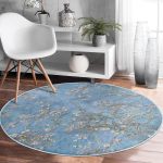 - RealHomes Dijital Baskılı Kaymaz Tabanlı Comfort Yuvarlak Halı - Realhomes  Yağlı Boya Mavi Ağaç Motifleri Dijital Baskılı Lacivert Salon ve Oturma Odası Yıkanabilir Kaymaz Tabanlı Yuvarlak Halı Realhomes