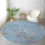 - RealHomes Dijital Baskılı Kaymaz Tabanlı Comfort Yuvarlak Halı - Realhomes  Yağlı Boya Mavi Ağaç Motifleri Dijital Baskılı Lacivert Salon ve Oturma Odası Yıkanabilir Kaymaz Tabanlı Yuvarlak Halı Realhomes