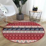 - RealHomes Dijital Baskılı Kaymaz Tabanlı Comfort Yuvarlak Halı - Realhomes  Yılbaşı Geyikleri Motifli Dijital Baskılı Renkli Salon ve Oturma Odası Yıkanabilir Kaymaz Tabanlı Yuvarlak Halı Realhomes