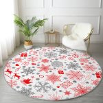 - RealHomes Dijital Baskılı Kaymaz Tabanlı Comfort Yuvarlak Halı - Realhomes  Yılbaşı Motifleri Dijital Baskılı Bordo Salon ve Oturma Odası Yıkanabilir Kaymaz Tabanlı Yuvarlak Halı Realhomes