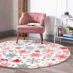 - RealHomes Dijital Baskılı Kaymaz Tabanlı Comfort Yuvarlak Halı - Realhomes  Yılbaşı Motifleri Dijital Baskılı Bordo Salon ve Oturma Odası Yıkanabilir Kaymaz Tabanlı Yuvarlak Halı Realhomes