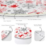 - RealHomes Dijital Baskılı Kaymaz Tabanlı Comfort Yuvarlak Halı - Realhomes  Yılbaşı Motifleri Dijital Baskılı Bordo Salon ve Oturma Odası Yıkanabilir Kaymaz Tabanlı Yuvarlak Halı Realhomes