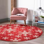 - RealHomes Dijital Baskılı Kaymaz Tabanlı Comfort Yuvarlak Halı - Realhomes  Beyaz Kar Taneleri Motifli Dijital Baskılı Bordo Salon ve Oturma Odası Yıkanabilir Kaymaz Tabanlı Yuvarlak Halı Realhomes