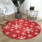 - RealHomes Dijital Baskılı Kaymaz Tabanlı Comfort Yuvarlak Halı - Realhomes  Beyaz Kar Taneleri Motifli Dijital Baskılı Bordo Salon ve Oturma Odası Yıkanabilir Kaymaz Tabanlı Yuvarlak Halı Realhomes