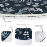 - RealHomes Dijital Baskılı Kaymaz Tabanlı Comfort Yuvarlak Halı - Realhomes  Lacivert Zeminde Geyik ve Yaprak Motifleri Dijital Baskılı Salon Oturma Odası Yıkanabilir Kaymaz Tabanlı Yuvarlak Halı Realhomes