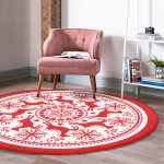 Geometrik Yılbaşı Geyikleri Dijital Baskılı Bordo Salon ve Oturma Odası Yıkanabilir Kaymaz Tabanlı Yuvarlak Halı Realhomes