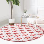 - RealHomes Dijital Baskılı Kaymaz Tabanlı Comfort Yuvarlak Halı - Realhomes Kırmızı Geyik Desenli Özel Tasarımlı Dijital Baskılı Modern Bordo Salon ve Oturma Odası Yıkanabilir Kaymaz Tabanlı Yuvarlak Halı Realhomes