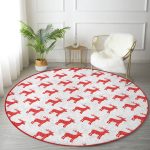 - RealHomes Dijital Baskılı Kaymaz Tabanlı Comfort Yuvarlak Halı - Realhomes Kırmızı Geyik Desenli Özel Tasarımlı Dijital Baskılı Modern Bordo Salon ve Oturma Odası Yıkanabilir Kaymaz Tabanlı Yuvarlak Halı Realhomes