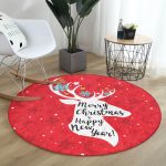 - RealHomes Dijital Baskılı Kaymaz Tabanlı Comfort Yuvarlak Halı - Realhomes  Realhomes Merry Christmas Geyik Desenli Bordo Salon ve Oturma Odası Yıkanabilir Kaymaz Tabanlı Yuvarlak Halı Realhomes
