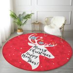 - RealHomes Dijital Baskılı Kaymaz Tabanlı Comfort Yuvarlak Halı - Realhomes  Realhomes Merry Christmas Geyik Desenli Bordo Salon ve Oturma Odası Yıkanabilir Kaymaz Tabanlı Yuvarlak Halı Realhomes
