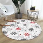 - RealHomes Dijital Baskılı Kaymaz Tabanlı Comfort Yuvarlak Halı - Realhomes  Yılbaşı Kar Desenli Özel Tasarımlı Dijital Baskılı Modern Krem Mutfak Yıkanabilir Kaymaz Tabanlı Yuvarlak Halı Realhomes