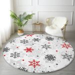 - RealHomes Dijital Baskılı Kaymaz Tabanlı Comfort Yuvarlak Halı - Realhomes  Yılbaşı Kar Desenli Özel Tasarımlı Dijital Baskılı Modern Krem Mutfak Yıkanabilir Kaymaz Tabanlı Yuvarlak Halı Realhomes