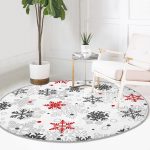 - RealHomes Dijital Baskılı Kaymaz Tabanlı Comfort Yuvarlak Halı - Realhomes  Yılbaşı Kar Desenli Özel Tasarımlı Dijital Baskılı Modern Krem Mutfak Yıkanabilir Kaymaz Tabanlı Yuvarlak Halı Realhomes