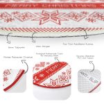 Yılbaşı Motifli Özel Tasarımlı Dijital Baskılı Modern Bordo Salon ve Oturma Odası Yıkanabilir Kaymaz Tabanlı Yuvarlak Halı Realhomes