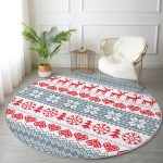 - RealHomes Dijital Baskılı Kaymaz Tabanlı Comfort Yuvarlak Halı - Realhomes  Yılbaşı Konsept Desenli Özel Tasarımlı Dijital Baskılı Modern Bordo Salon ve Oturma Odası Yıkanabilir Kaymaz Tabanlı Yuvarlak Halı Realhomes