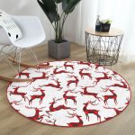 - RealHomes Dijital Baskılı Kaymaz Tabanlı Comfort Yuvarlak Halı - Realhomes  Ekose Renkli Geyik Desenli Özel Tasarımlı Dijital Baskılı Modern Bordo Salon ve Oturma Odası Kaymaz Tabanlı Yuvarlak Halı Realhomes