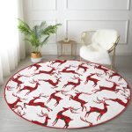- RealHomes Dijital Baskılı Kaymaz Tabanlı Comfort Yuvarlak Halı - Realhomes  Ekose Renkli Geyik Desenli Özel Tasarımlı Dijital Baskılı Modern Bordo Salon ve Oturma Odası Kaymaz Tabanlı Yuvarlak Halı Realhomes