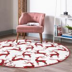 - RealHomes Dijital Baskılı Kaymaz Tabanlı Comfort Yuvarlak Halı - Realhomes  Ekose Renkli Geyik Desenli Özel Tasarımlı Dijital Baskılı Modern Bordo Salon ve Oturma Odası Kaymaz Tabanlı Yuvarlak Halı Realhomes