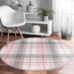 - RealHomes Dijital Baskılı Kaymaz Tabanlı Comfort Yuvarlak Halı - Realhomes  Realhomes Pembe Gri Ekose Desenli Çocuk ve Genç Odası Yıkanabilir Kaymaz Tabanlı Yuvarlak Halı Realhomes