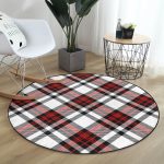 - RealHomes Dijital Baskılı Kaymaz Tabanlı Comfort Yuvarlak Halı - Realhomes  Realhomes Kırmızı Siyah Çapraz Ekose Desenli Renkli Ofis Yıkanabilir Kaymaz Tabanlı Yuvarlak Kadife Halı Realhomes