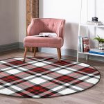 - RealHomes Dijital Baskılı Kaymaz Tabanlı Comfort Yuvarlak Halı - Realhomes  Realhomes Kırmızı Siyah Çapraz Ekose Desenli Renkli Ofis Yıkanabilir Kaymaz Tabanlı Yuvarlak Kadife Halı Realhomes