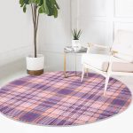 - RealHomes Dijital Baskılı Kaymaz Tabanlı Comfort Yuvarlak Halı - Realhomes  Realhomes Dijital Baskılı Lila Ekose Desenli Pembe Ofis Yıkanabilir Kaymaz Tabanlı Yuvarlak Kadife Halı Realhomes